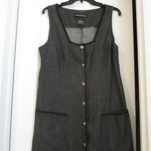 Andrea Jovine Vintage 90's Black Denim Jumper Dress Short Women's M